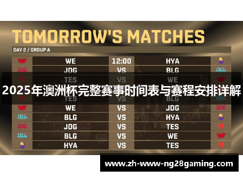 2025年澳洲杯完整赛事时间表与赛程安排详解