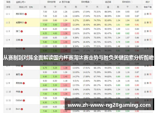 从赛制到对阵全面解读国内杯赛淘汰赛走势与胜负关键因素分析前瞻
