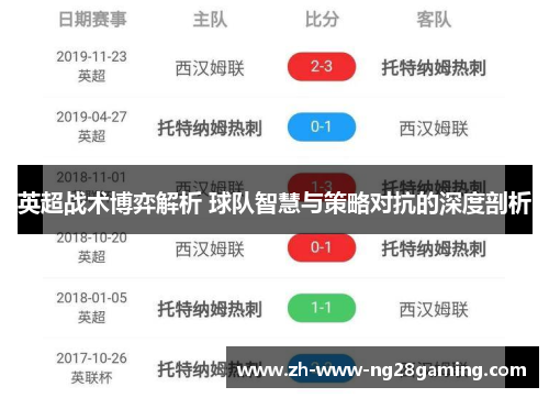 英超战术博弈解析 球队智慧与策略对抗的深度剖析